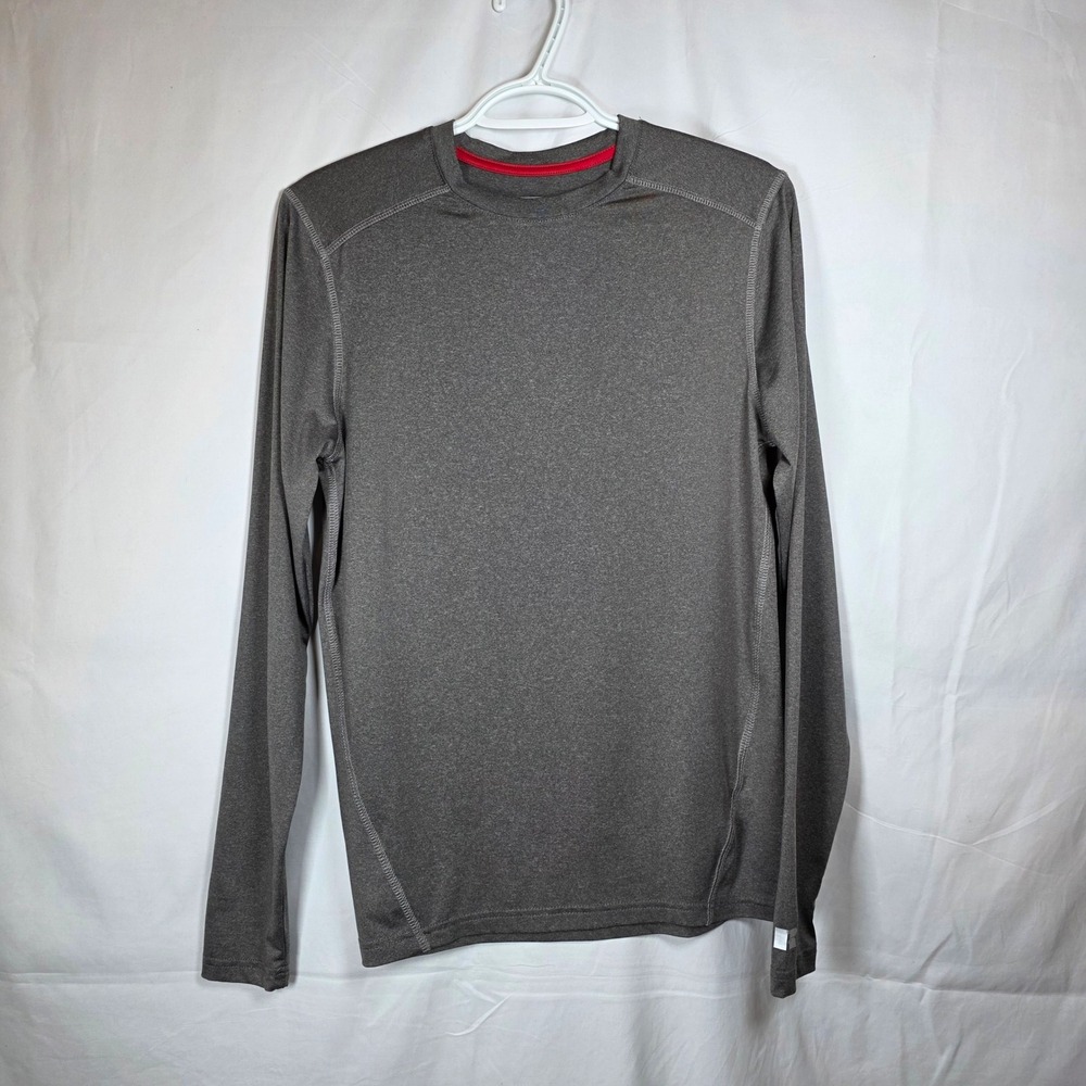 Russell Athletic Dri-POWER Fitted Long Sleeve Shirt Mens Small Gray RN 81134